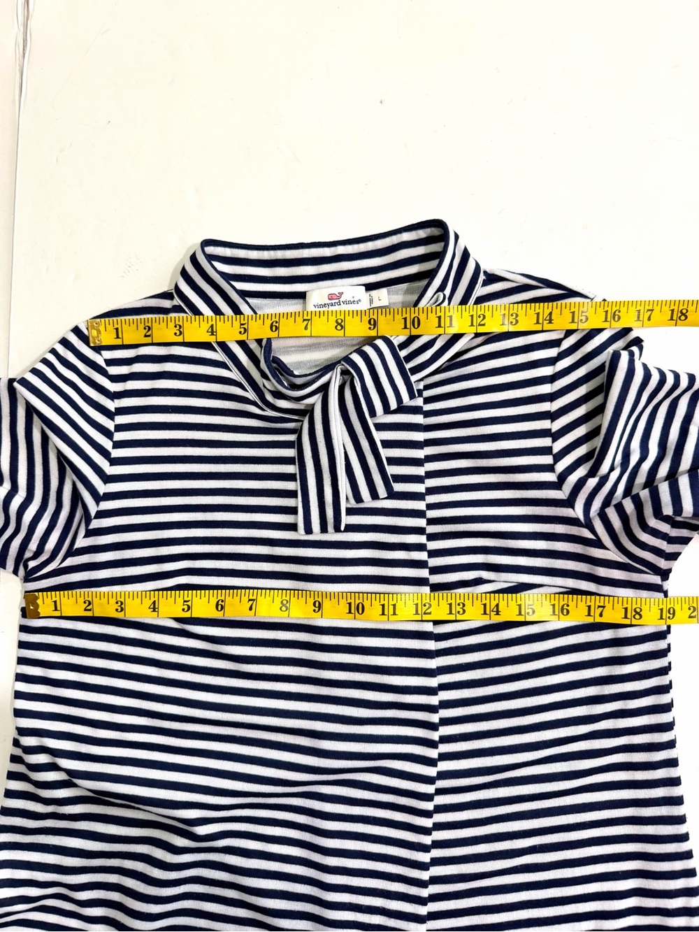 Vineyard Vines Navy White Striped Cotton Mini Tunic Dress Size Large Knit - Picture 11 of 12